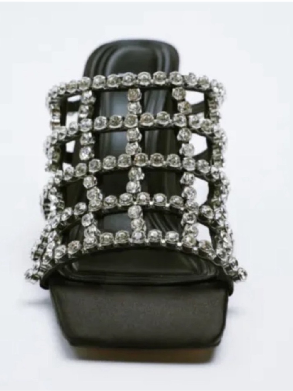 NEW! Zara Boho Black Heeled Mules With Rhinestones. EU37.